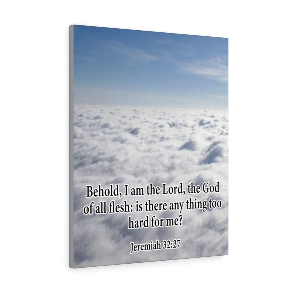 I Am The Lord Jeremiah 32:27 Bible Verse Canvas Wall Art - Christian Scripture Home Decor - Ready to Hang Inspirational Gift for Housewarming, Wedding & Church