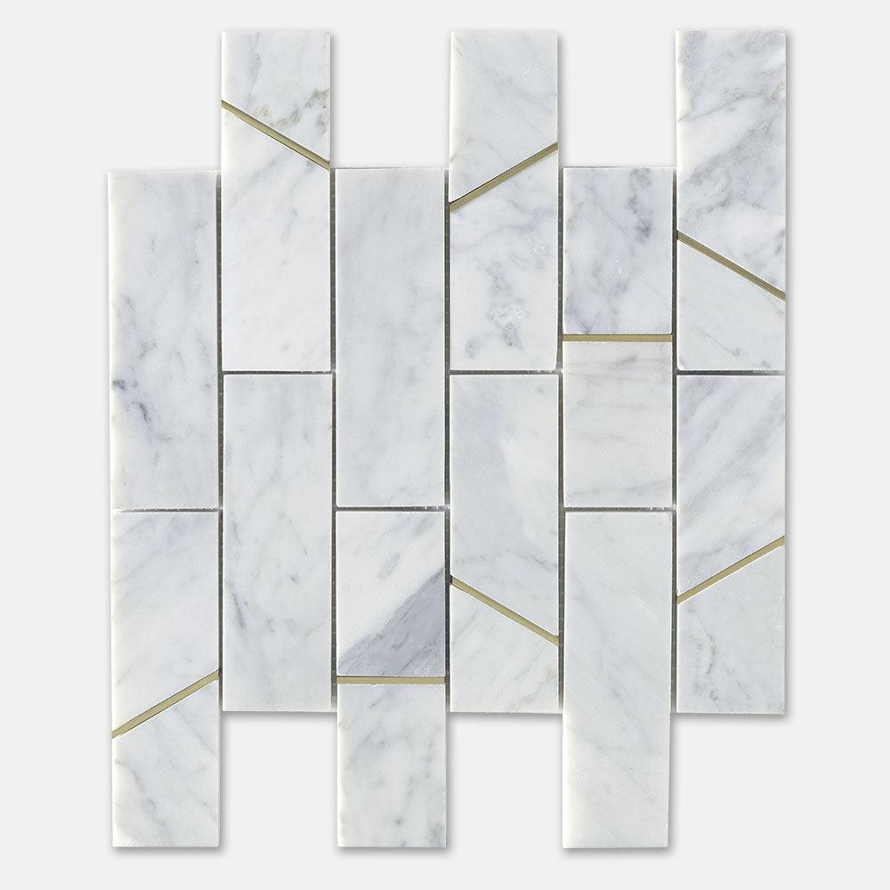 Premium Carrara Honed Marble Mosaic Tile Sheets - Fifth Ave Barres Collection - Elegant Bathroom & Kitchen Backsplash for Modern Home Decor