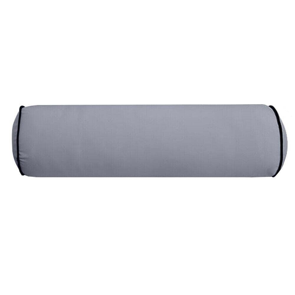 Outdoor Bolster Pillow Cover with Contrast Piping - 26x6 Inch Large Decorative Couch & Bed Pillow - Perfect for Patio Furniture, Sofa, and Bedroom Decor