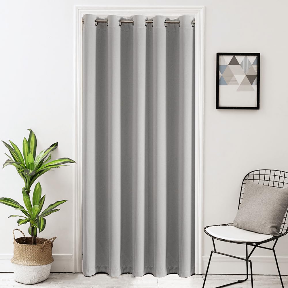 Blackout Doorway Curtain Panel - 78 Inch Thermal Insulated Room Darkening Drapes with Grommets - Energy Efficient Window Treatment for Patio, Bay Windows & Bedrooms (1 Panel, 59
