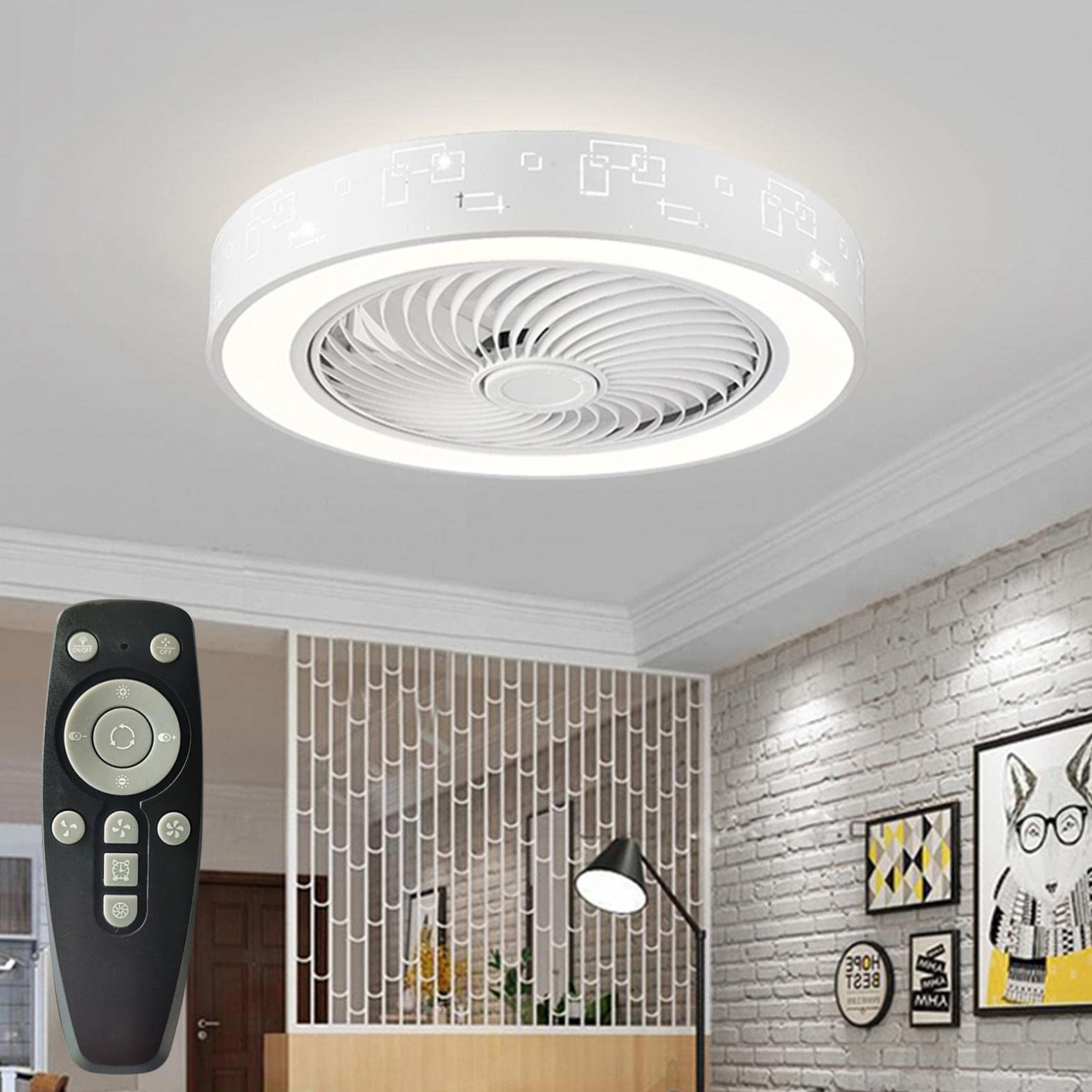 Modern LED Ceiling Fan with Lights - Remote Control, Dimmable Chandelier, 3 Speed Quiet Fandelier for Kitchen, Bedroom, Bathroom & Outdoor Patio | Energy Efficient Cooling & Stylish Lighting Solution