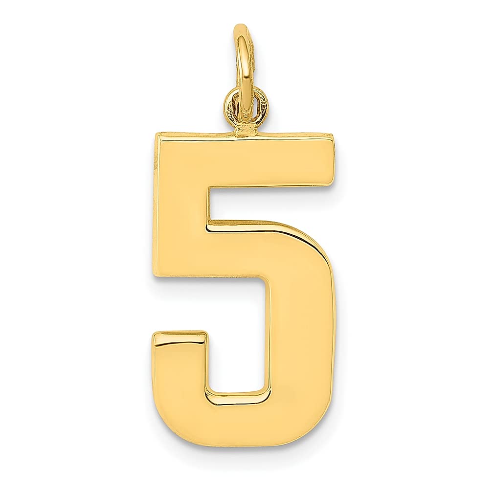 14K Yellow Gold Large Number 5 Charm Pendant Necklace - Dainty Women's Fine Jewelry Gift for Birthday, Anniversary & Graduation - Perfect for Layering & Everyday Wear