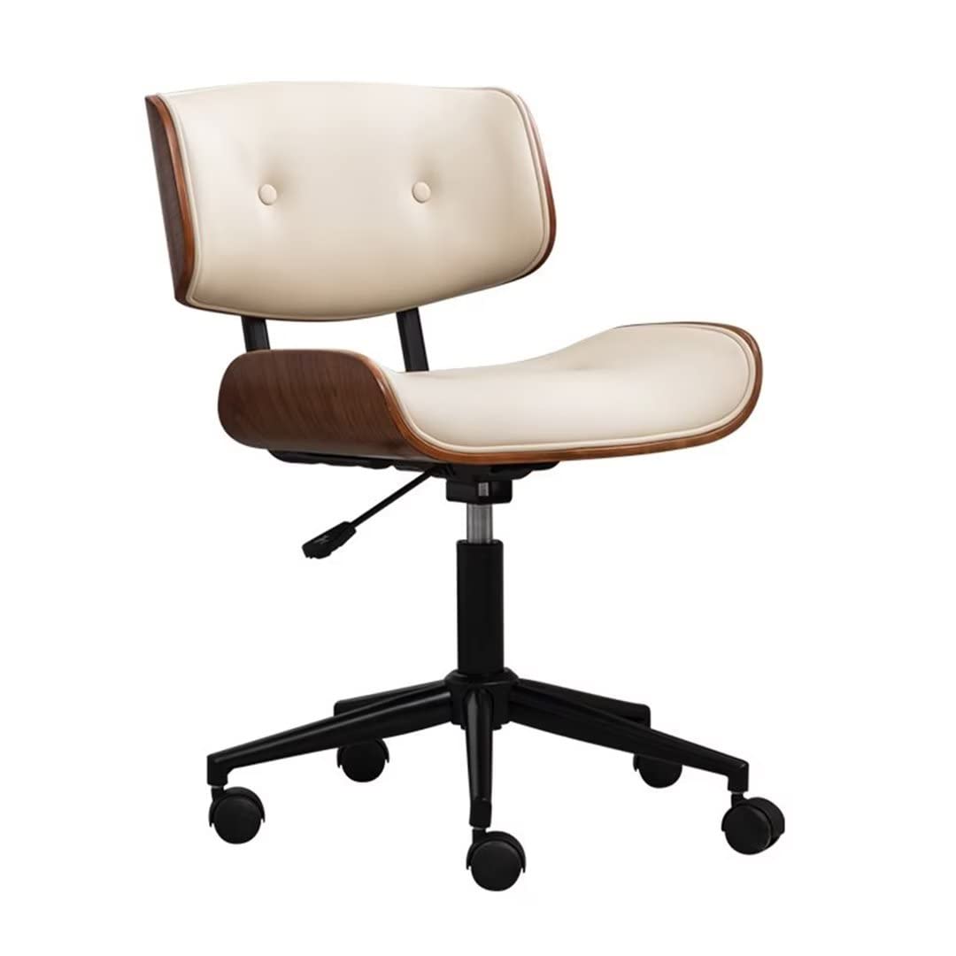 Ergonomic Home Office Chair with Wheels - Adjustable Height, Soft Upholstered Seat, Swivel Mid-Back Computer Desk Chair (White) - Perfect for Remote Work, Gaming & Study Sessions