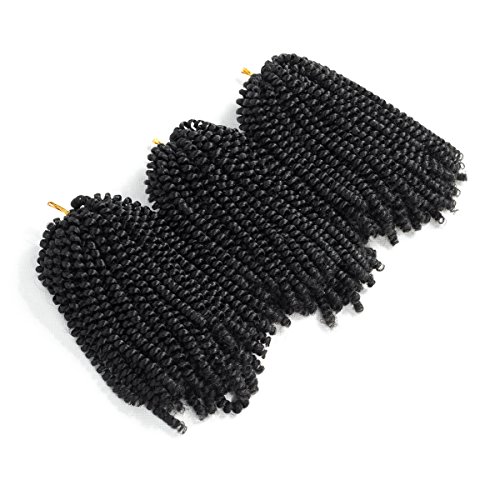 3PCS Spring Twist Crochet Braids - 8 Inch Jumbo Synthetic Hair Extensions in Natural Black | Easy DIY Protective Hairstyles for Women & Girls | Perfect for Parties, Weddings & Everyday Wear