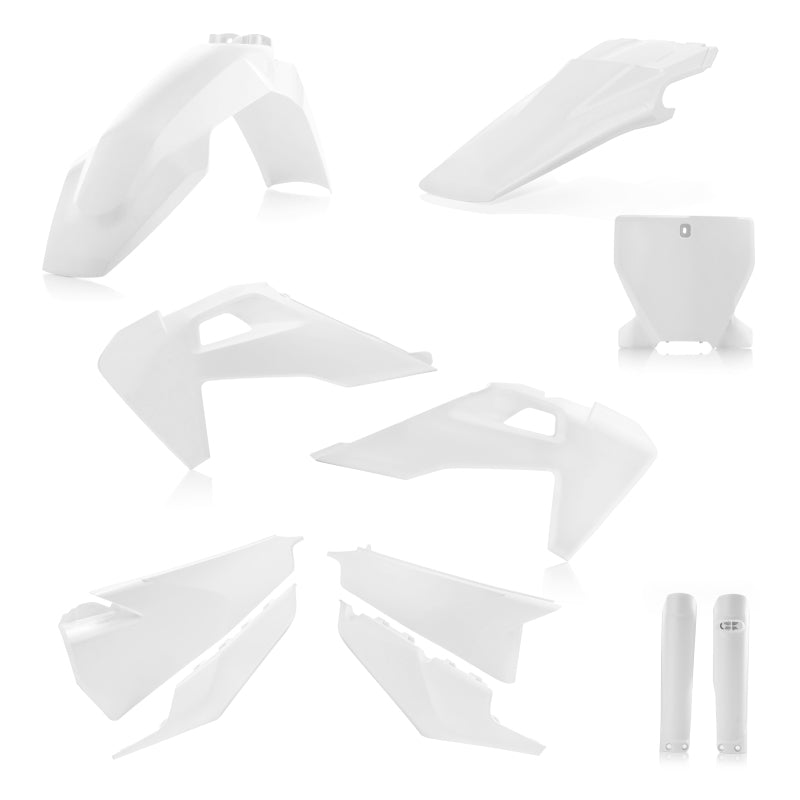 **Acerbis Full Plastic Kit for Husqvarna 125-450 TC/FX/FC (2019-2022) & TX300/TX300i - White | Durable Replacement Body Panels for Off-Road & Motocross Racing**