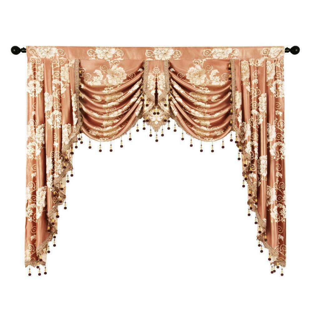 Rémy European Jacquard Flower Valance in Brown - Elegant Window Valance for Living Room, Bedroom & Kitchen Decor
