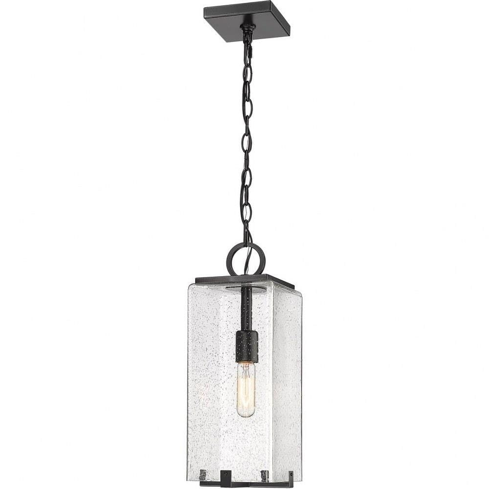 Z-Lite 592CHM-BK Sana Outdoor Ceiling Light Fixture - 1-Light 100W Black Weatherproof Porch Light for Patio, Deck, Garden & Entryway