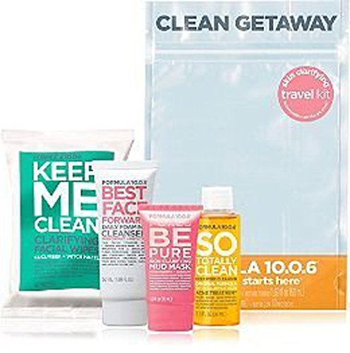 Formula Ten O Six Skin Clarifying Clean Getaway Travel Kit - Acne Treatment & Oil Control Skincare Set for Travel | Perfect for On-the-Go Cleansing & Blemish Prevention