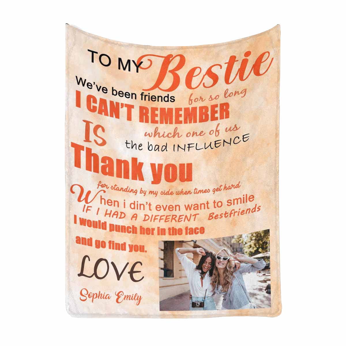 MyPupSocks Personalized Best Friend Photo Blanket - Custom BFF Gift for Long Distance Friendship, 30x40 Soft Throw for Girls Birthday, Anniversary, or Cozy Movie Nights at Home