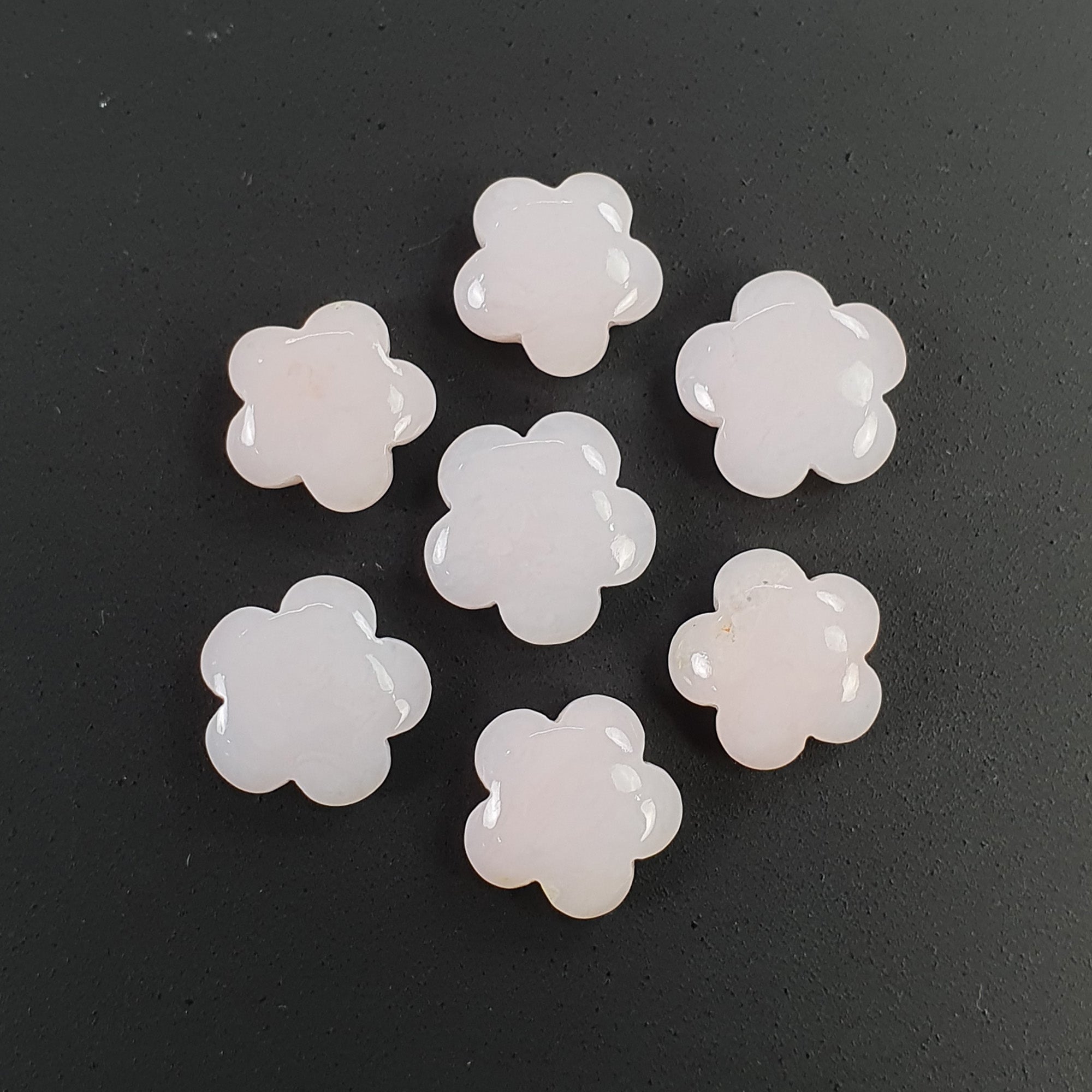 Natural Pink Opal Gemstone Carving - 21.95cts Untreated Hand-Carved Flower (7pcs, 21.95mm) for Jewelry Making, Meditation & Spiritual Healing | Unique Crystal Gift for Collectors
