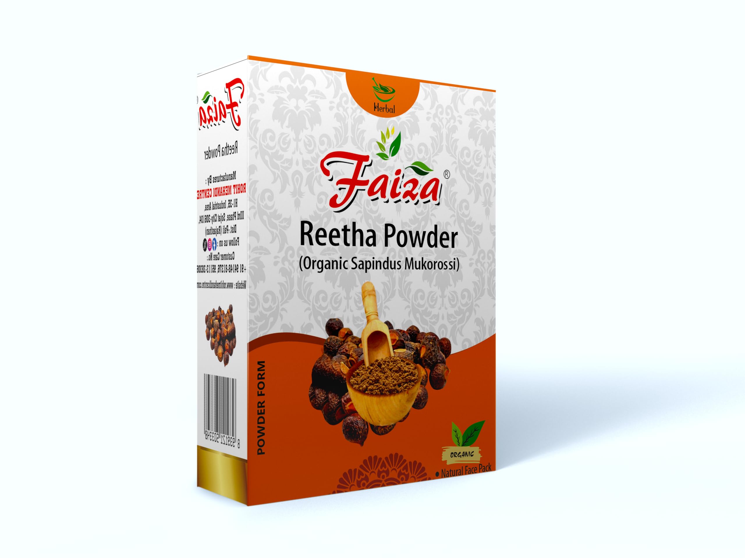 FAIZA Natural 100% Pure Aritha/Reetha/Soapnuts (Sapindus Mukorossi) Powder | Ayurvedic Hair & Skin Care Treatment | Organic Face Wash & Shampoo Alternative | 100g Pack for Natural Beauty Routine