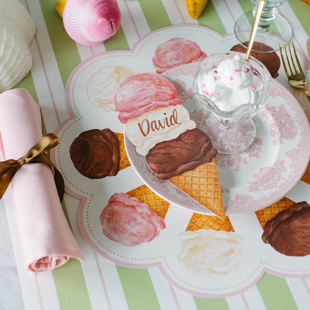 Non-Slip Die Cut Ice Cream Placemat for Kids - Fun & Durable Table Mat for Dessert Parties, Birthday Celebrations & Family Gatherings