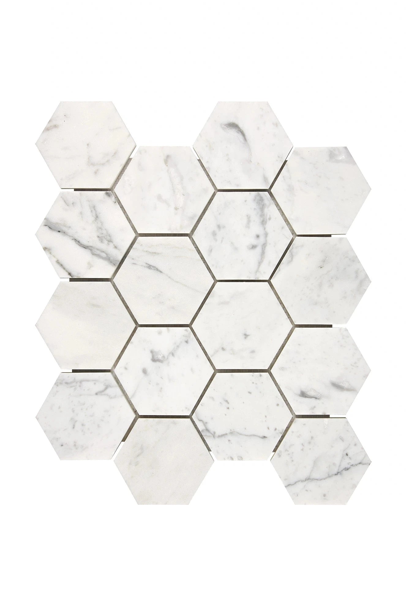 Premium Carrara White Gioia Marble Hexagon 3-Inch Mosaic Tile - Perfect for Kitchen Backsplash, Bathroom Walls & Flooring