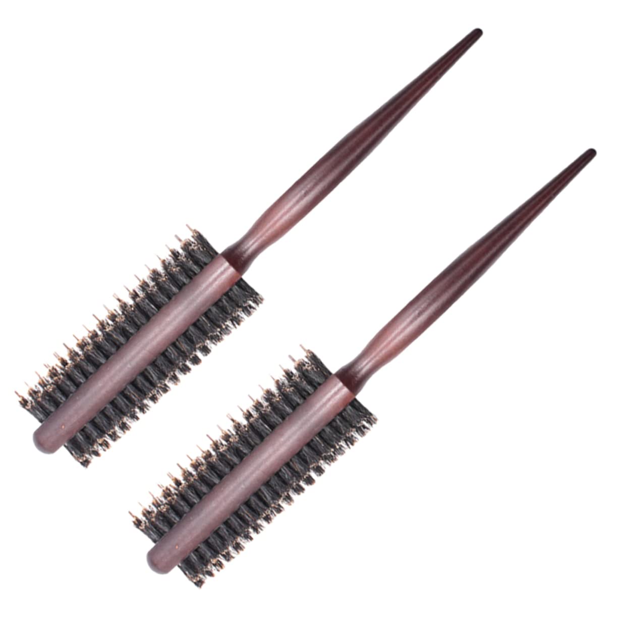 FRCOLOR 2-Pack Round Roller Hair Brush Set - Detangling Styling Blow Dry Brush for Women, Men & Beard - Mini Bristle Comb for Straightening & Volumizing - Perfect for Home, Salon & Travel Use