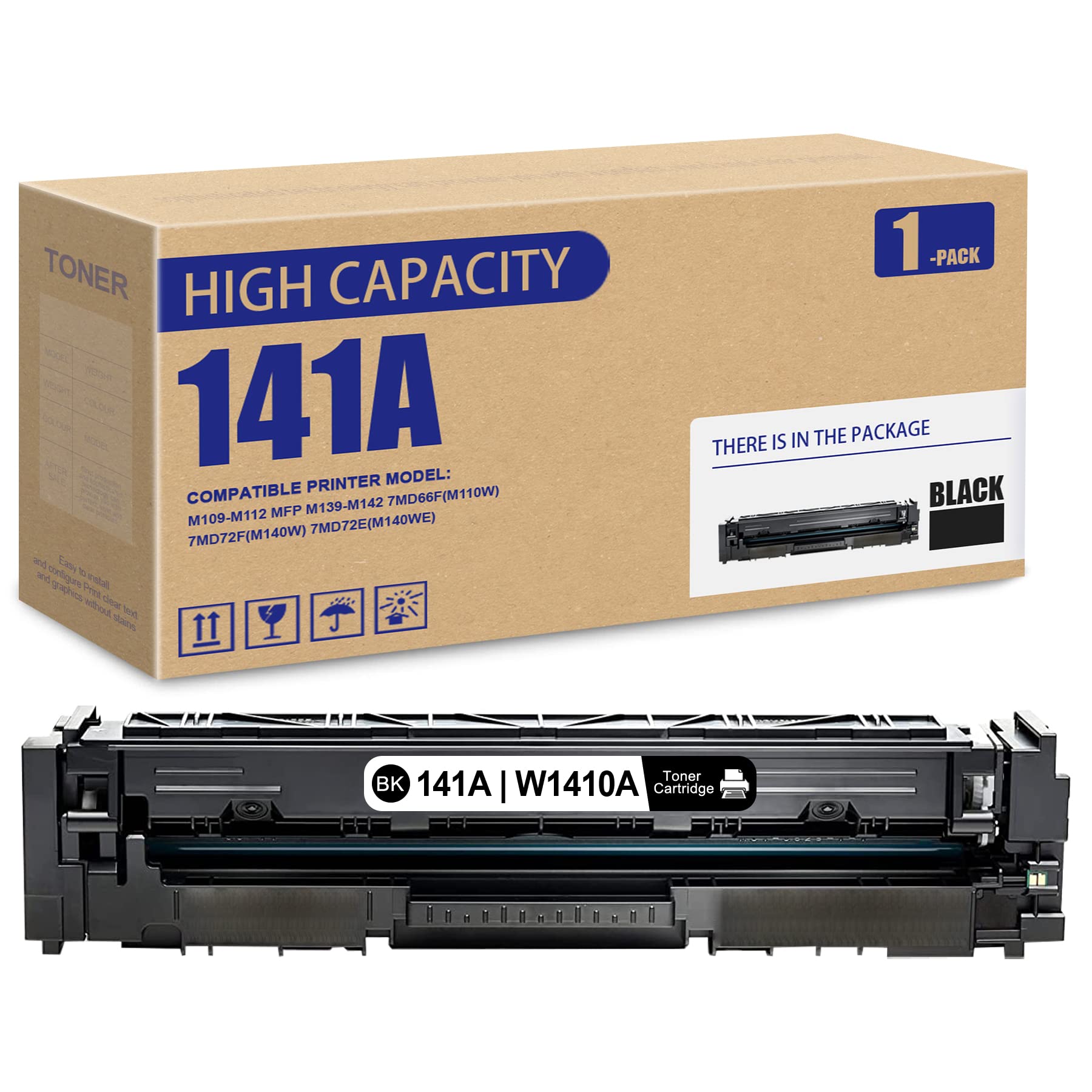 1 Pack Black High-Yield Compatible Toner Cartridge 141A | Replacement for HP 7MD66F (M110w) 7MD66E (M110we) 7MD72F (M140w) 7MD72E (M140we) M109-M112 MFP M139-M142 Printers | Ideal for Home & Office Printing Needs