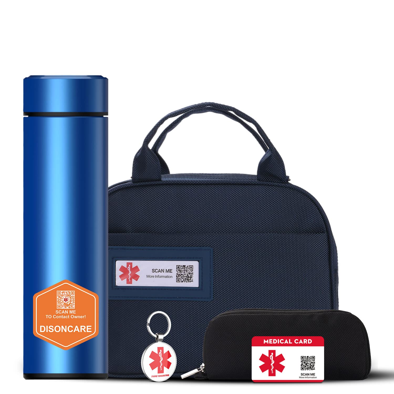 DISONCARE Diabetic Travel Kit - Portable Blood Sugar Testing Supplies for Diabetes Care | Compact Glucose Monitor Case for Travel, Work & Daily Use