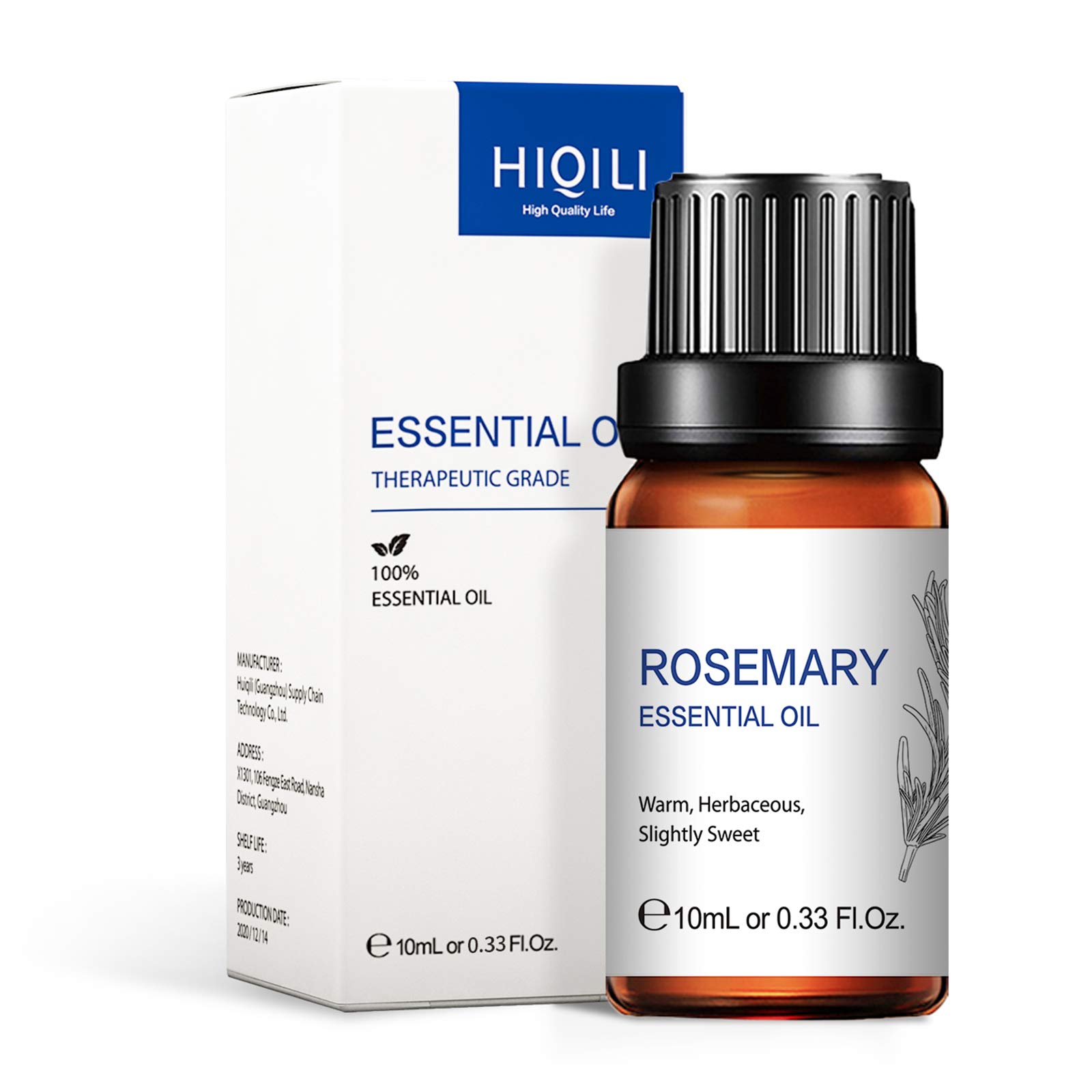 Pure Natural Rosemary Essential Oil for Hair Growth, Skin Care & Nails - 10ml Aromatherapy Diffuser Oil for Relaxation & Stress Relief