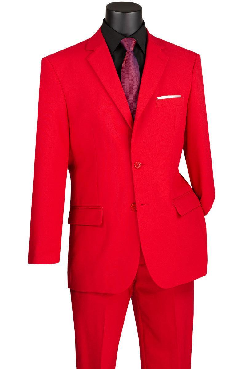 Men's Red Regular Fit 2 Piece Suit - Classic Business Formal Attire for Office, Weddings & Special Occasions