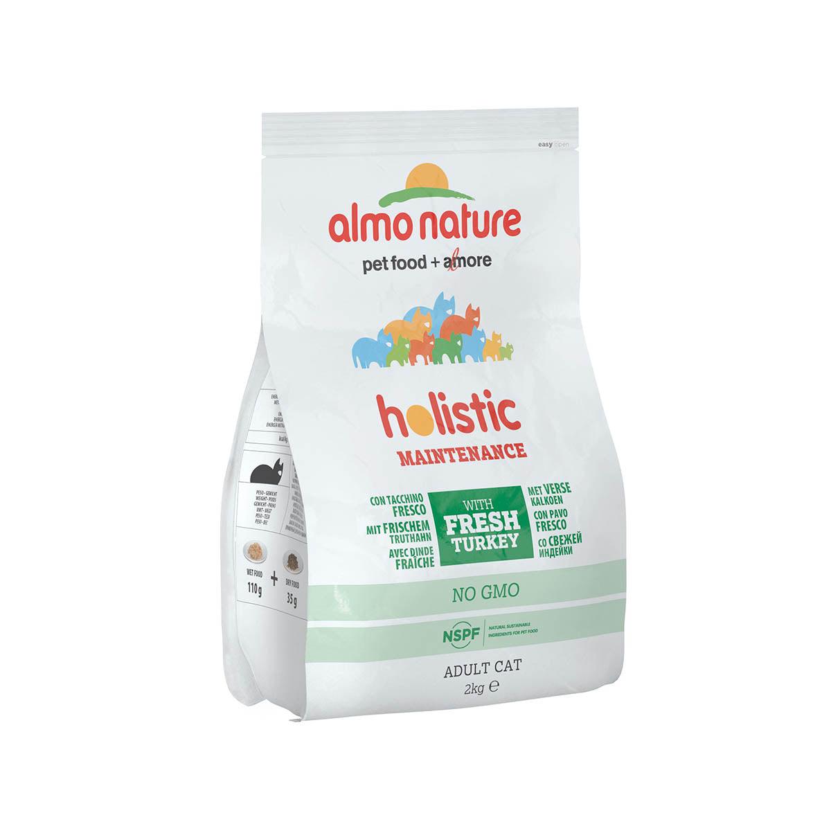 ALMO NATURE Holistic Cat Food 2kg (4.4 lb) Turkey Recipe - Grain-Free, Natural Ingredients for Adult Cats - Perfect for Indoor & Outdoor Cats