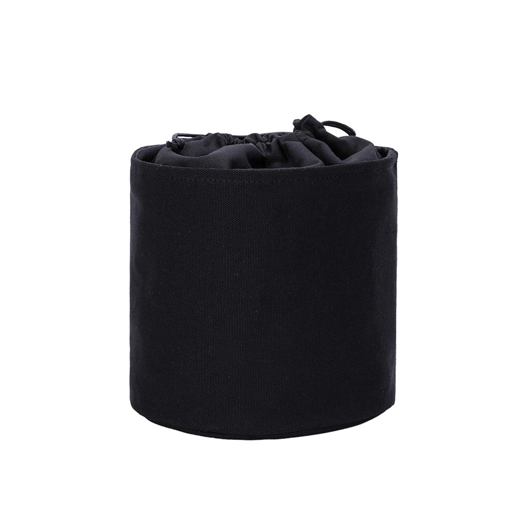 Large Round Handbag Organizer Insert for Women - Canvas Purse Storage, Cosmetic Pouch & Makeup Bag (Black) - Perfect for Travel, Work & Daily Organization