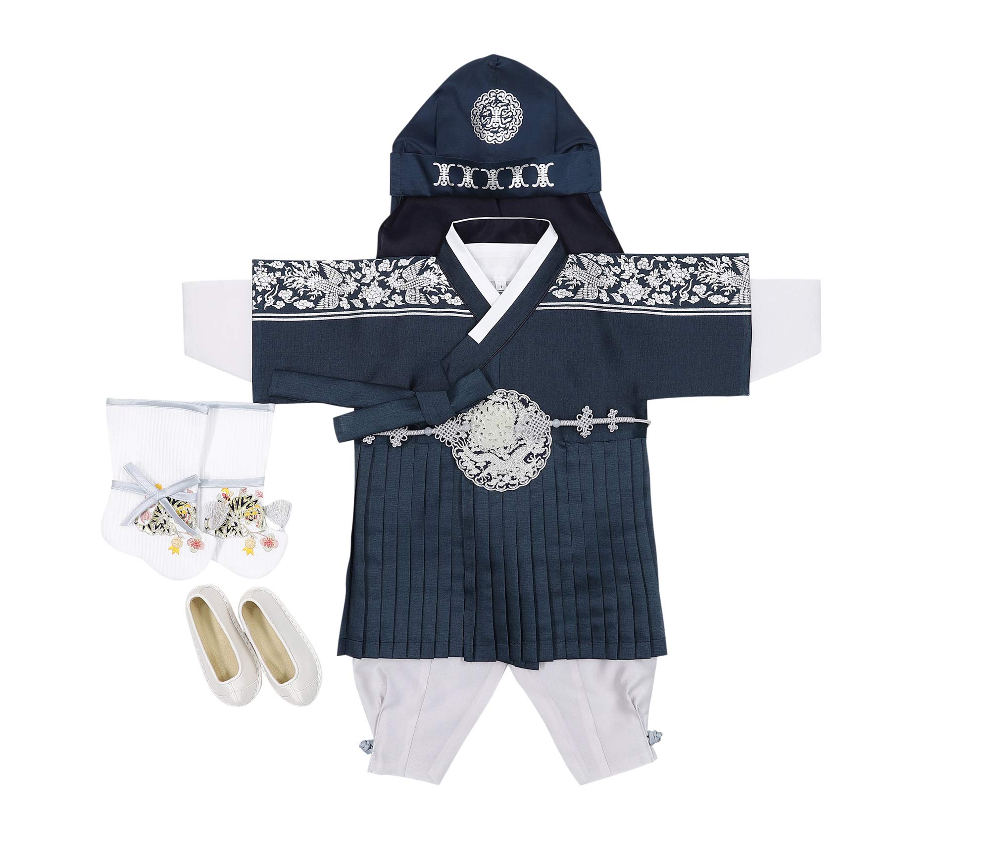 Korean Hanbok Traditional Baby Boy Outfit Set - 1st Birthday Dol Celebration Costume in Dark Green | Perfect for Korean Cultural Events, First Birthday Parties, and Photo Shoots