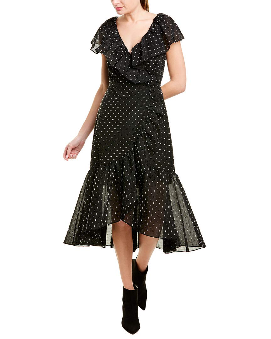 Rebecca Taylor Women's Short Sleeve Birdseye Dot Dress - Floral Print Casual Summer Dress for Brunch, Date Night & Office Wear