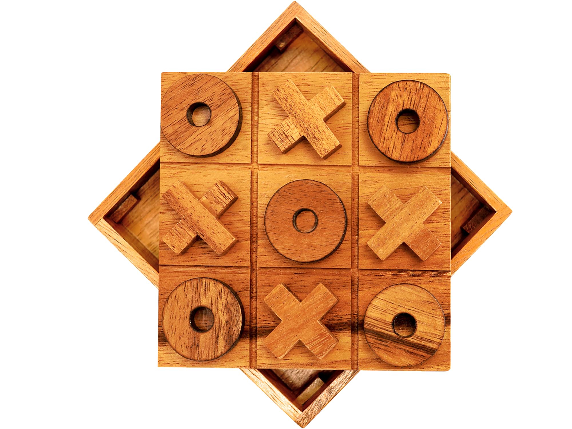 BSIRI Wooden Tic Tac Toe Game Set - Classic Brain Teaser Puzzle for Adults & Kids, Unique Gift Idea, Modern Coffee Table Decor for Living Room, Family Board Game (5.5 Inch) - Perfect for Home Decor, Birthday Gifts & Family Game Nights