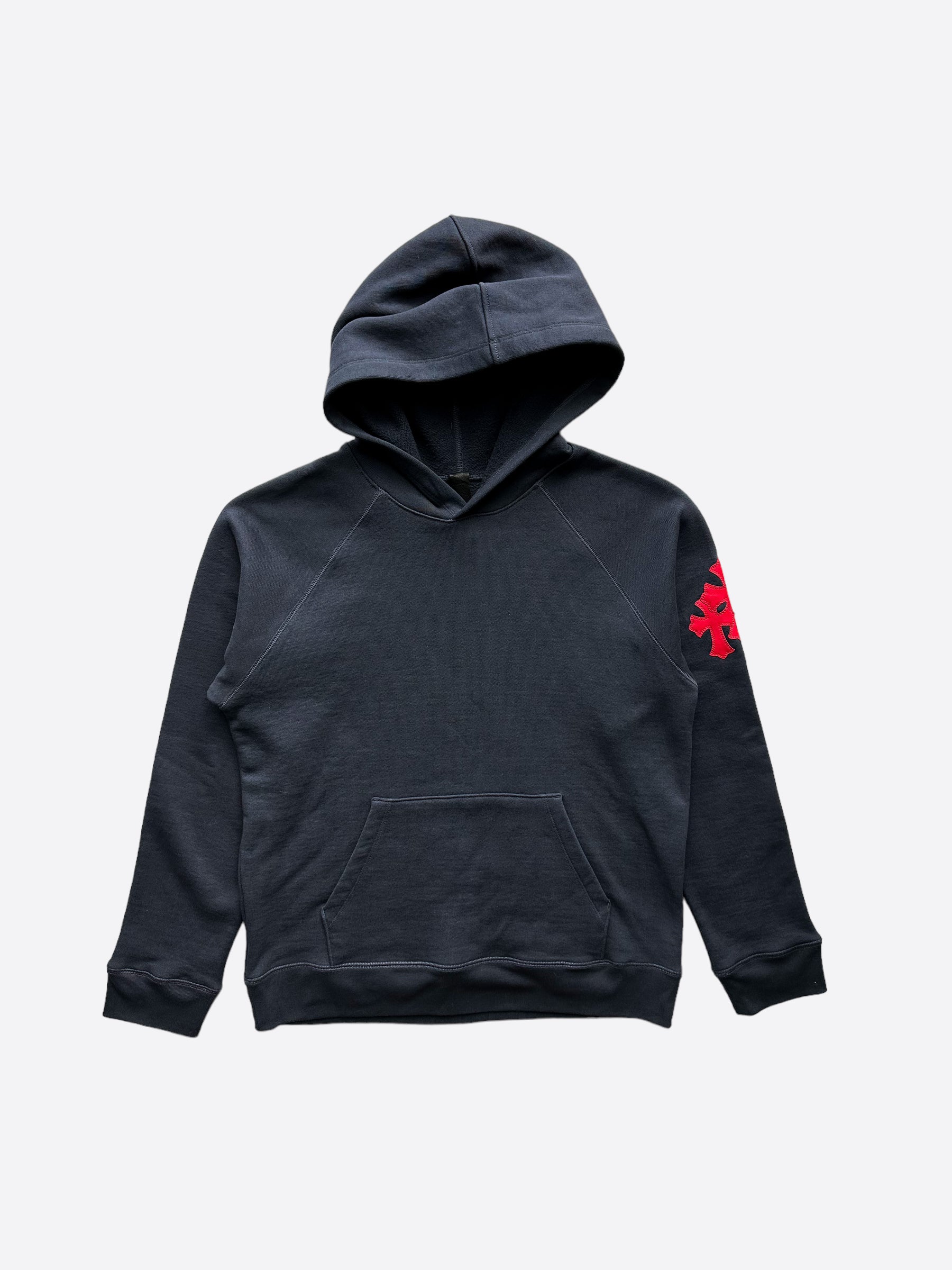 Chrome Hearts Navy Triple Red Cross Patch Hoodie for Men & Women - Gothic Streetwear Fashion - Perfect for Casual Wear, Outfits & Layering