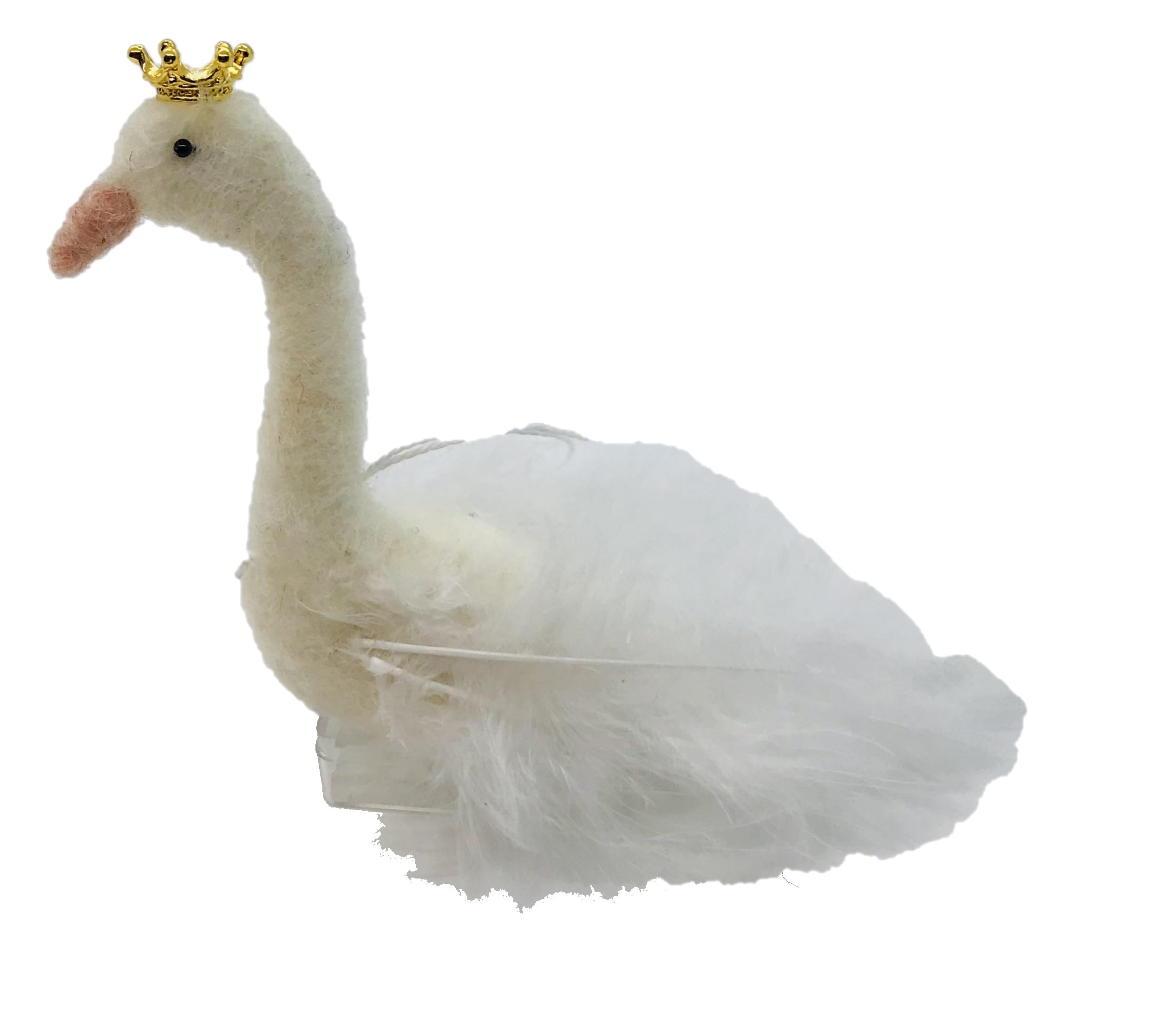 White Swan Needle Felt Ornament - Home Decor & Gift Idea