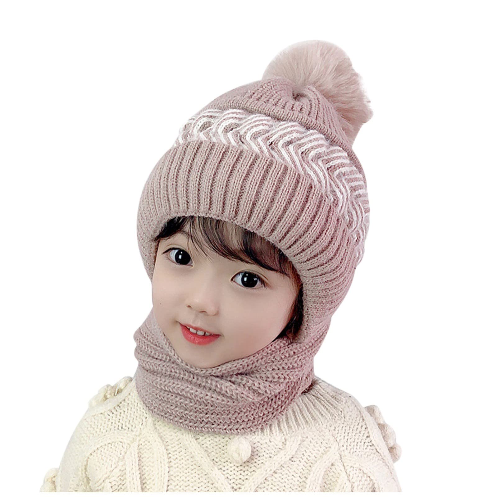 Warm Knitted Winter Hat for Kids & Men - Fleece Lined Coif Hood Scarf - Fun Cold Weather Beanie for Outdoor Activities, Skiing, Snowboarding, and Winter Sports