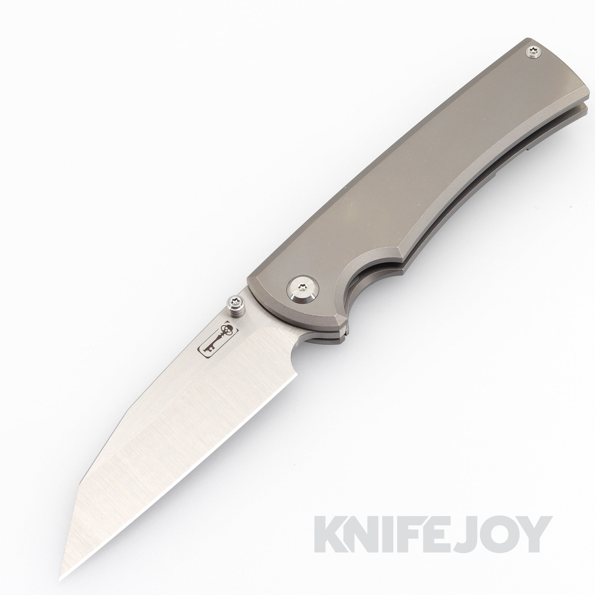 Chaves Knives Sangre 229 Folding Pocket Knife - Wharncliffe Blade, Stonewashed Titanium Handles, Belt Finish | EDC, Outdoor Survival, Camping & Tactical Use