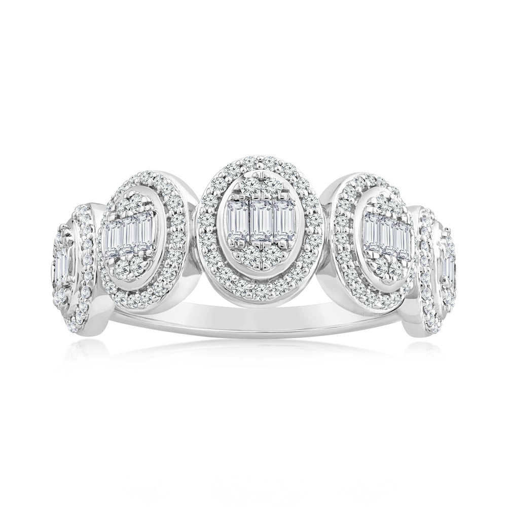0.55 Carat Diamond Cluster Ring in 10K White Gold - Elegant Wedding Band, Anniversary Gift & Everyday Jewelry for Women