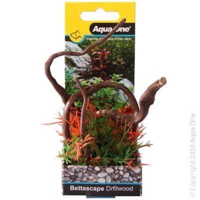 Aqua One Bettascape Tipped Fern Driftwood Red 15cm - Natural Aquarium Decor for Fish Tanks, Terrariums & Aquatic Plants | Perfect for Betta Fish, Shrimp & Nano Tanks