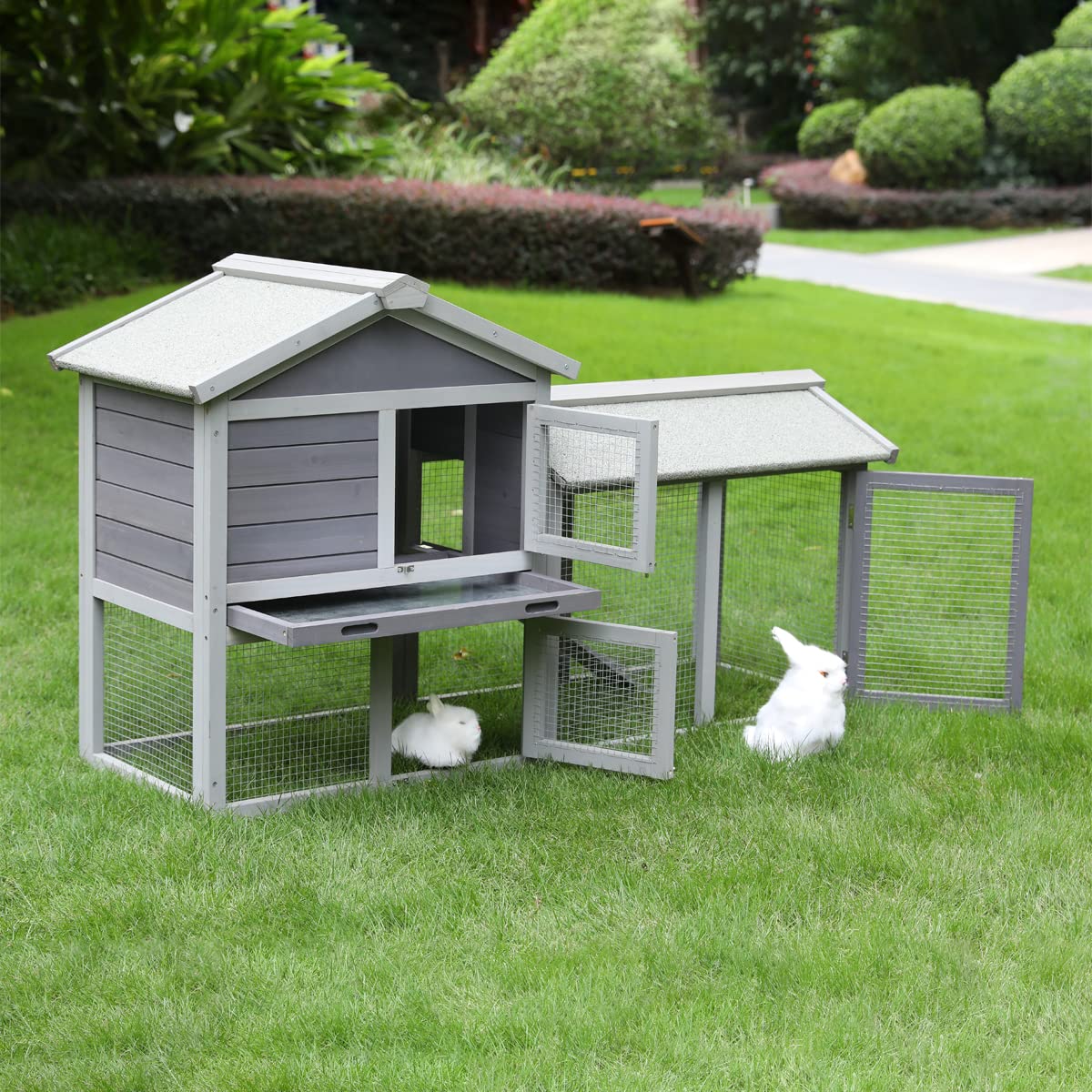 Premium Large Wooden Chicken Coop - Outdoor Rabbit Hutch with Ventilation Door, Removable Tray & Ramp - Durable Backyard Pet House for Hens, Bunnies & Small Animals - Perfect for Garden, Farm & Homestead Use