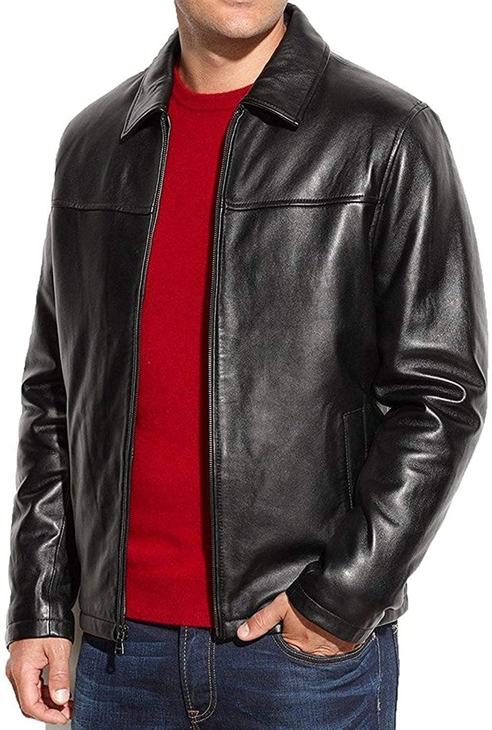 Genuine Lambskin Leather Jacket for Men - Classic Black Motorcycle Biker Jacket | Perfect for Riding, Casual Wear & Outdoor Adventures