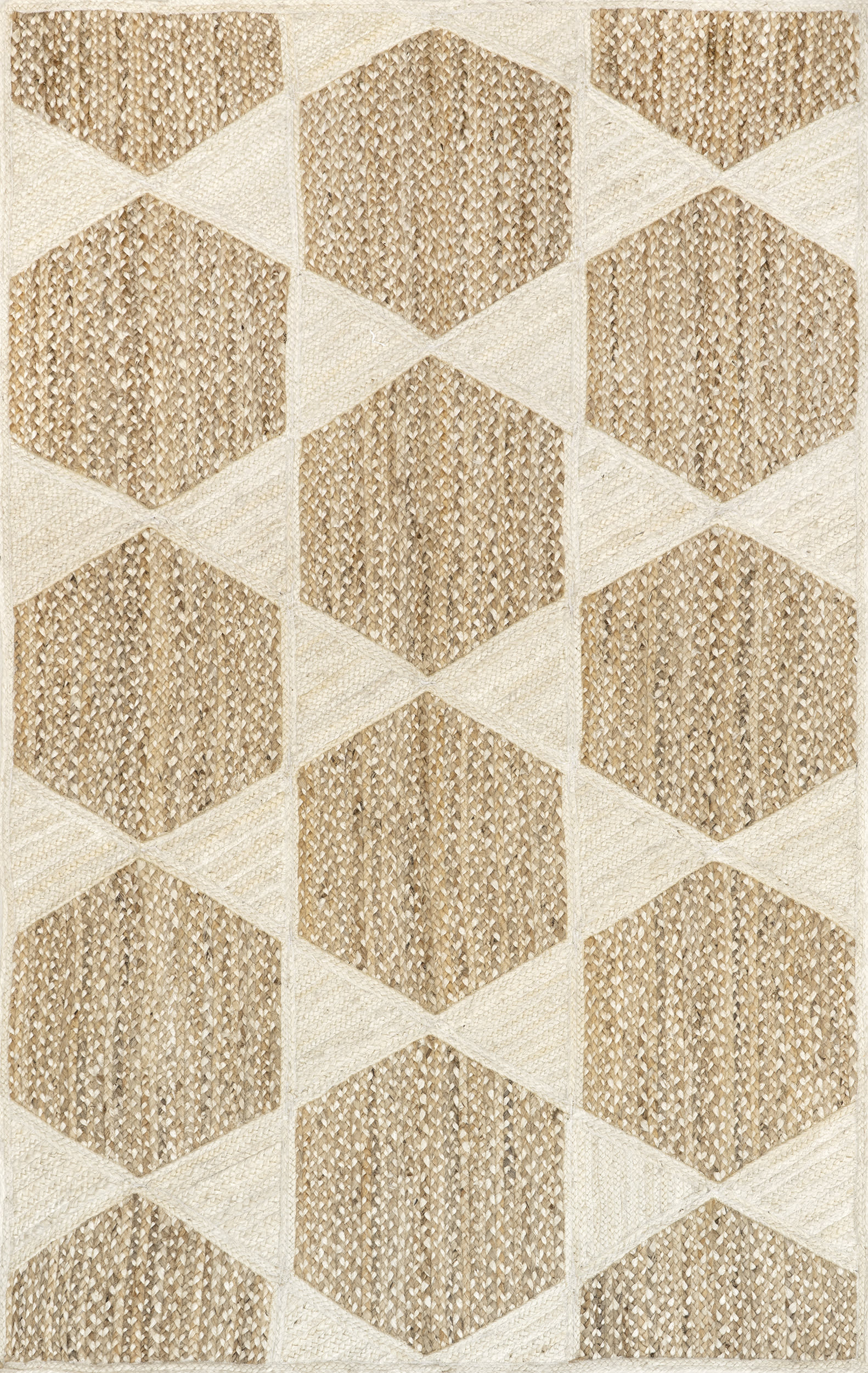 Adhara Jute Honeycomb Rug - Natural Ivory Handwoven Floor Mat for Living Room, Bedroom & Nursery | Eco-Friendly Home Decor for Boho & Farmhouse Style