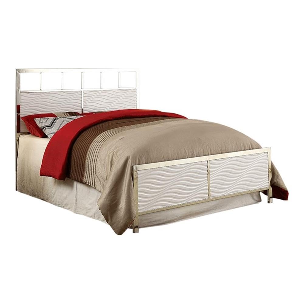 Furniture of America Hollie Metal Contemporary Headboard - Full/Queen Size, White - Modern Bed Frame for Bedroom Decor & Guest Room Upgrade