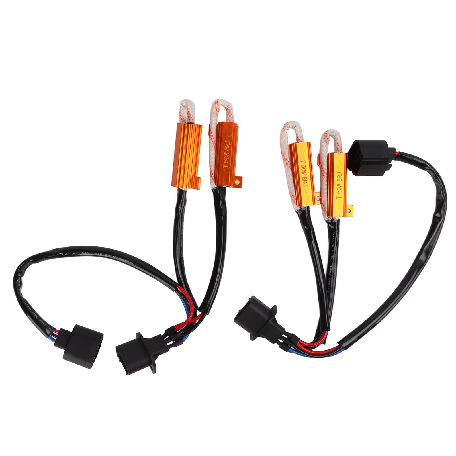 2PCS H13 LED Decoder 50W 8Ω Load Resistor - Single Wire Double Resistance for LED Light Decoding & Troubleshooting - Aluminum Shell for LED Lamp Fault Elimination - Perfect for Car Headlight, Turn Signal & Brake Light Installation