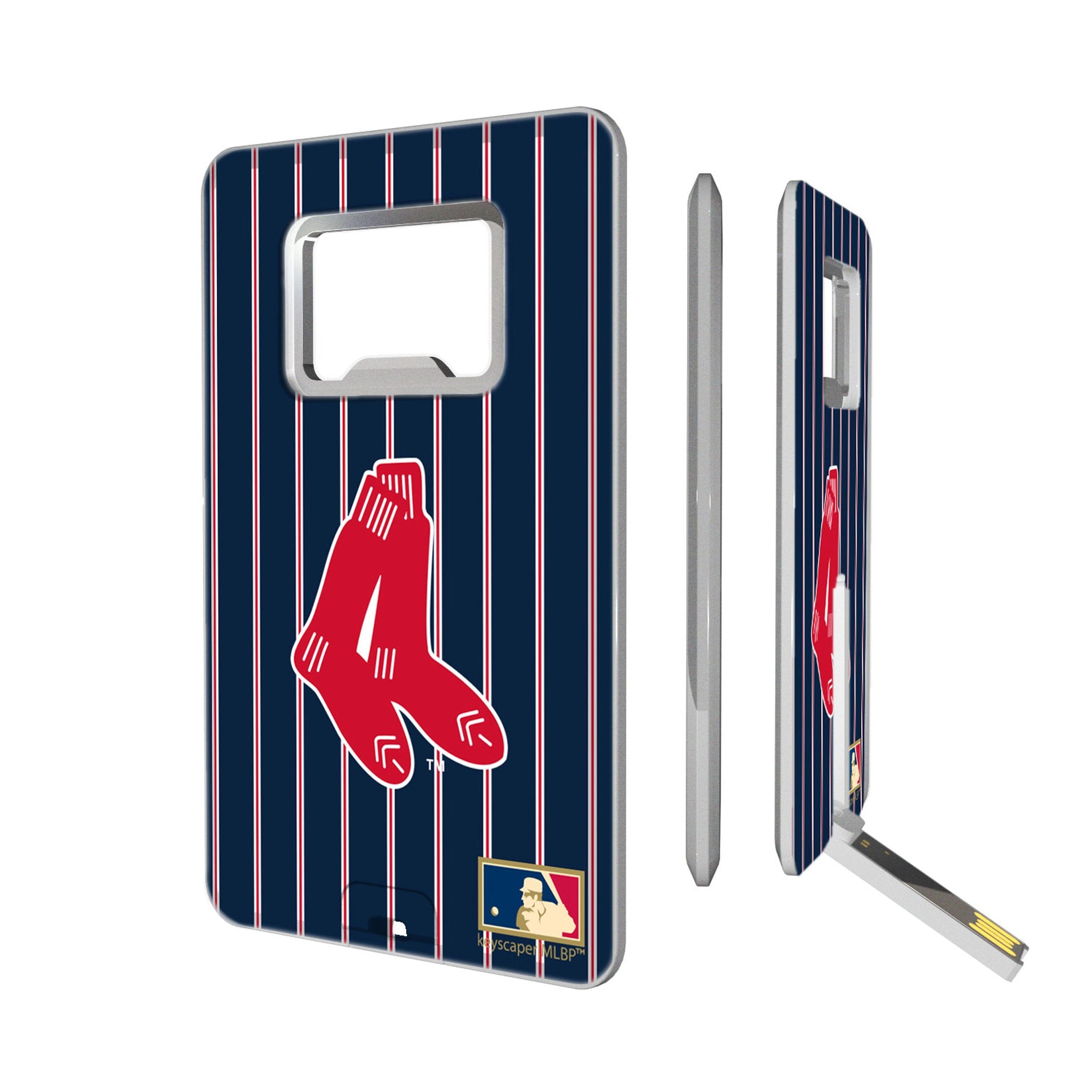 Boston Red Sox 1924-1960 Cooperstown Collection Pinstripe USB Flash Drive 32GB - Credit Card Size with Bottle Opener - Perfect for Baseball Fans, Office Use & Tech Gifts