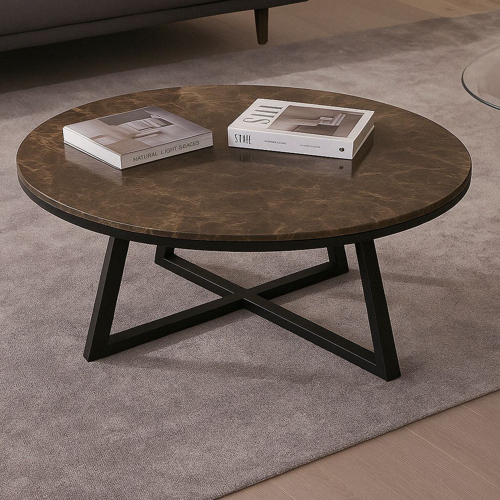 Modern Round Coffee Table - 36 Inch Wooden Living Room Center Table with Storage Shelf | Stylish & Functional for Small Spaces, Apartments, and Cozy Home Decor