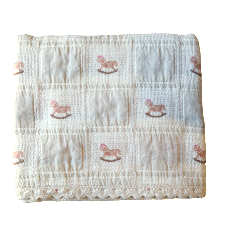 BEBE ORGANIC Rocking Horse Patchwork Baby Blanket - Soft & Hypoallergenic for Nursery, Stroller & Crib - Perfect Baby Shower Gift & Newborn Essentials