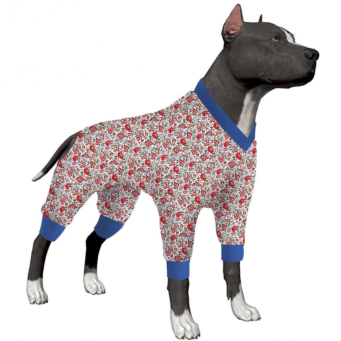 LovinPet Large Dog Onesies - Post-Surgery Recovery Suit, Lightweight Dog Pajamas with Rose Flower Print - Protective Dog Jumpsuit for Medium & Large Breeds | Perfect for Post-Operative Care, Wound Protection & Comfortable Home Wear