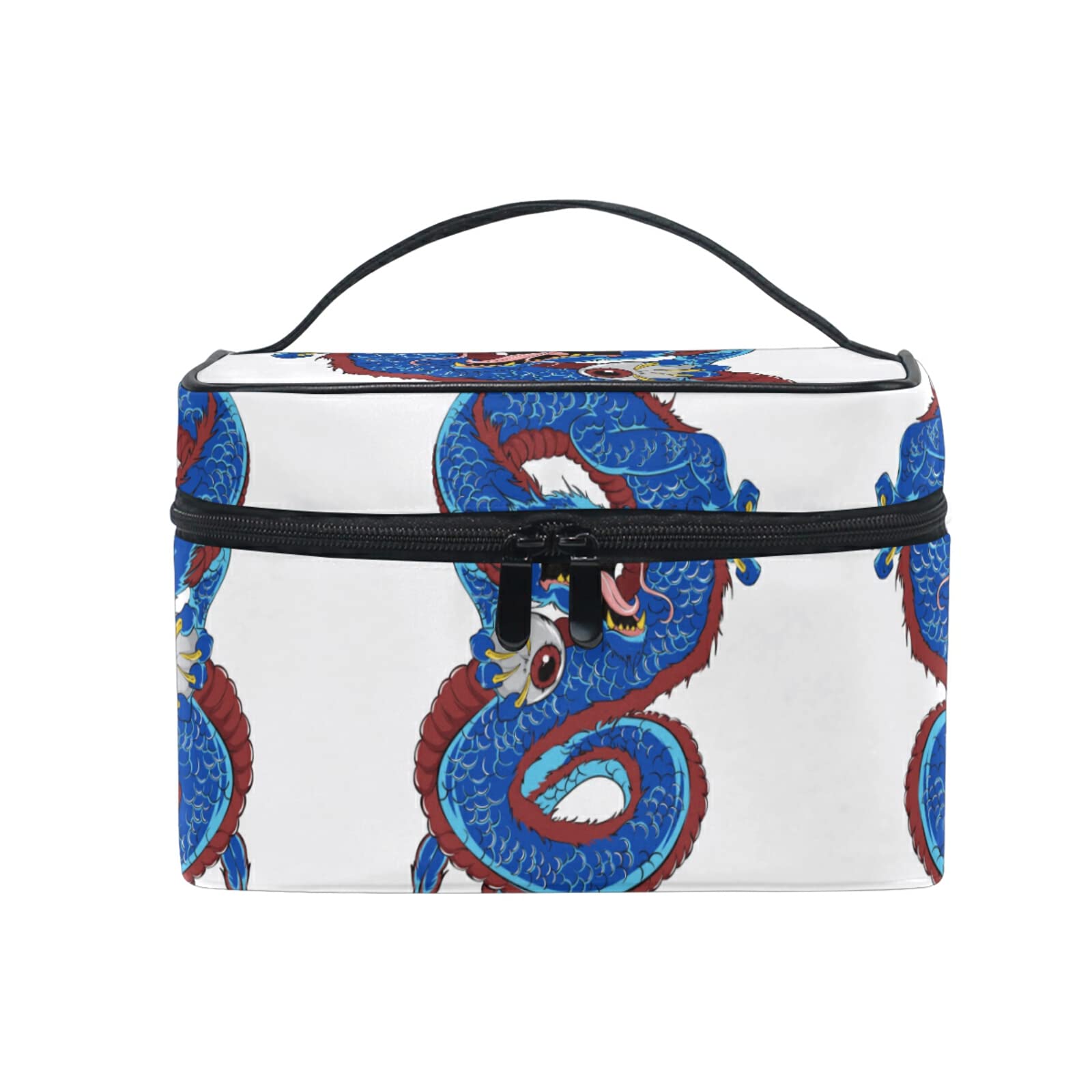 Blue Dragon Cosmetic Bag for Women - Waterproof Makeup Organizer with Zipper, Cute Toiletry Pouch for Travel, Gym & Daily Use - Perfect Gift for Girls & Teens