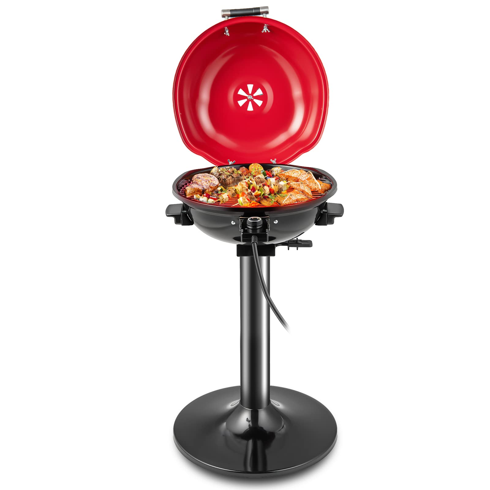 HAPPYGRILL 1600W Portable Electric Grill - Outdoor & Indoor BBQ Grill for 15 People, Compact Stand Grill for Patio, Balcony, Kitchen, Garden - Perfect for Camping, Picnics, Tailgating and Family Gatherings