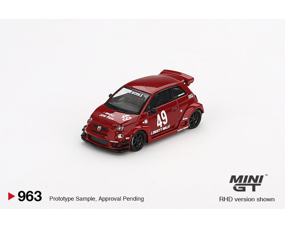 PREORDER MINIGT 1:64 Scale ABARTH 595 LB WORKS x Abas Works Diecast Model Car in Red - Collectible Miniature Vehicle for Display, Racing Enthusiasts & Car Lovers