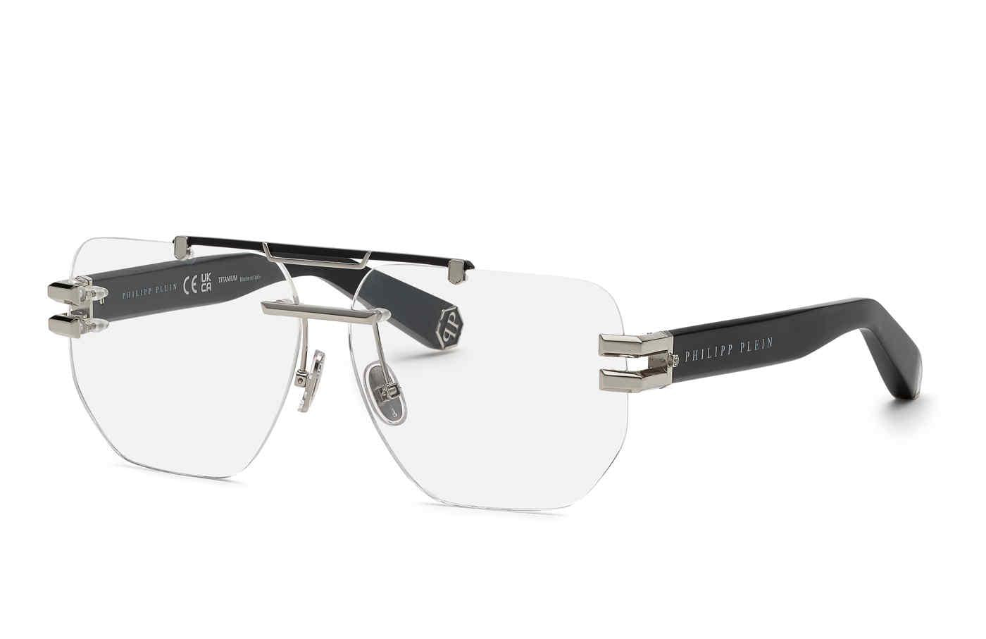 Philipp Plein VPP087M Palladium Rimless Pilot Sunglasses - Stylish Aviator Frames for Men & Women - Perfect for Driving, Travel & Outdoor Activities