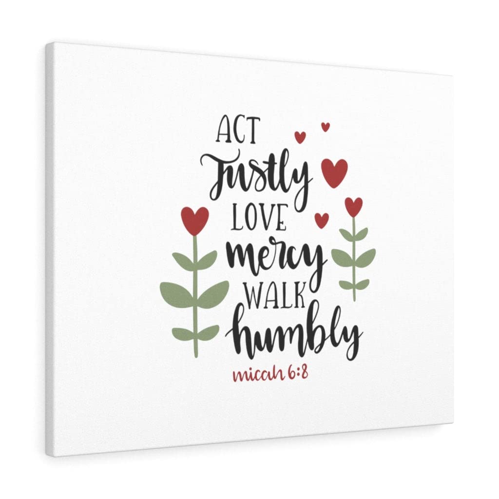 Christian Wall Art with Bible Verse - 'Act Justly, Love Mercy, Walk Humbly' Micah 6:8 Scripture Print - Ready to Hang for Home, Office & Church Decor