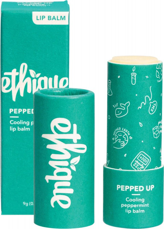 Ethique Pepped Up Peppermint Lip Balm - Natural, Vegan & Moisturizing for Dry Lips - Perfect for Winter Skincare & Daily Hydration