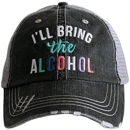 KATYDID I’ll Bring The Alcohol Baseball Cap - Women's Vintage Trucker Hat - Stylish Cute Ball Cap for Casual Outings, Parties & Festivals
