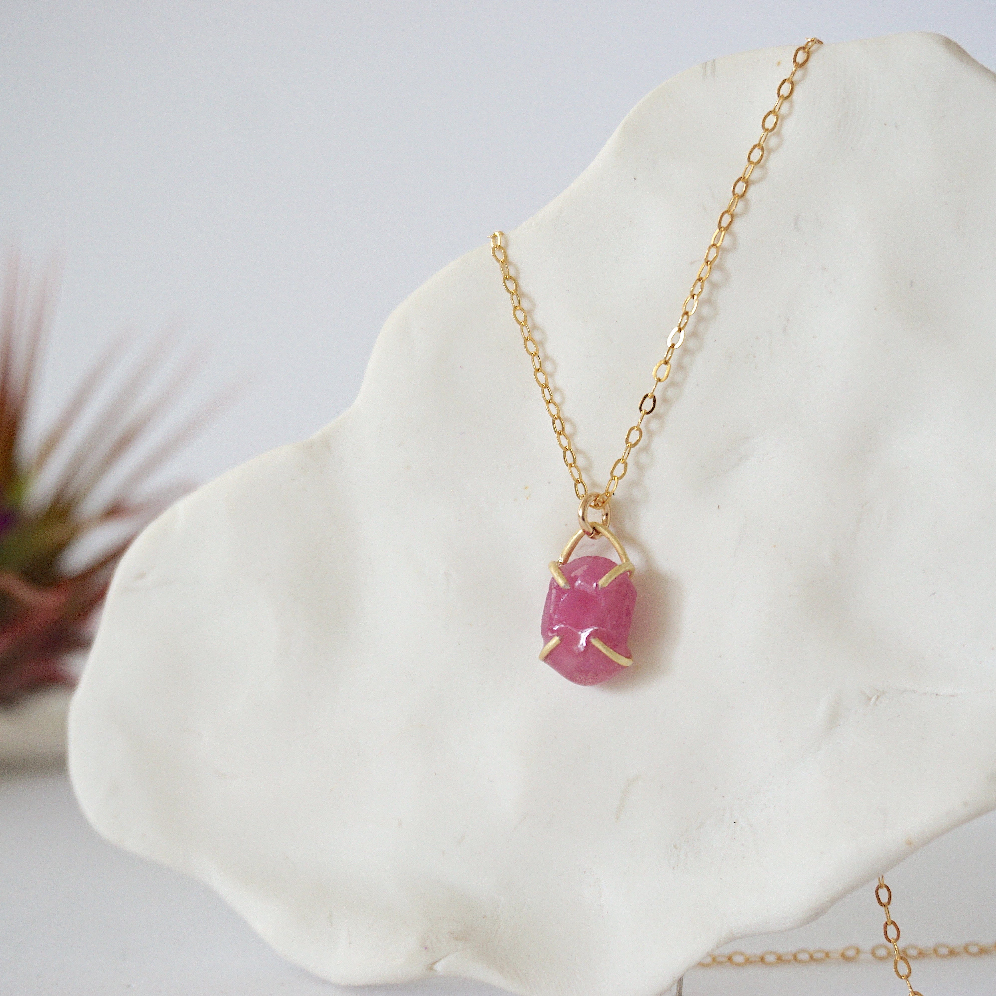 14K Gold Filled Ruby Huggie Charm Necklace for Women - Elegant Layering Jewelry for Everyday Wear, Date Nights & Special Occasions